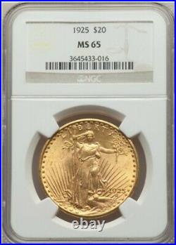 1925 St. Gaudens $20 Gold Double Eagle NGC MS65 Beautiful