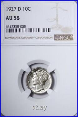 1927-D Mercury Dime NGC AU58 Beautiful PQ Coin! JNAR