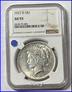 1927-D Peace Dollar S$1 NGC AU55 beautiful addition to any coin collection