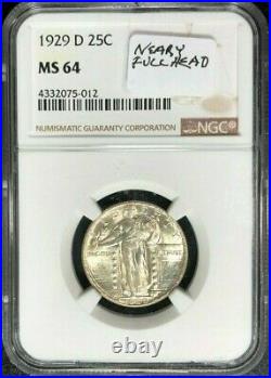 1929-d Standing Liberty Silver Quarter Ngc Ms64 Beautiful Coin Nearly Full Head