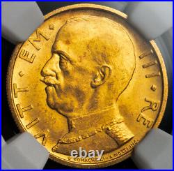 1932, Italy, Victor Emmanuel III. Beautiful Gold 50 Lire Coin. NGC MS-64 (+)