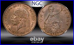 1935 Great Britain Penny Ngc Ms 63 Rb Unique Old Unc Beautiful Gem Coin Low Pop