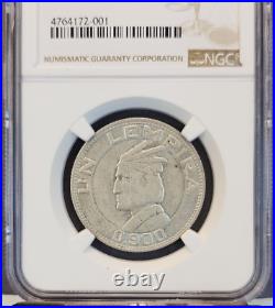 1935 Honduras Silver 1 Lempira 1l Ngc Au 55 High Grade Scarce Beautiful Coin