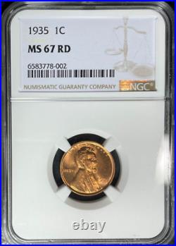 1935 Lincoln Wheat Cent Ngc Ms 67 Rd Beautiful Coin