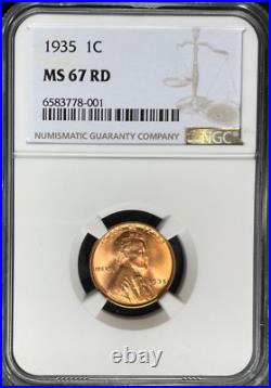 1935 Lincoln Wheat Cent Ngc Ms 67 Rd Beautiful Coin