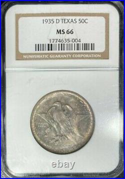 1935-d Texas Commemorative Silver Half Dollarngc Ms66beautiful Coin#35-004
