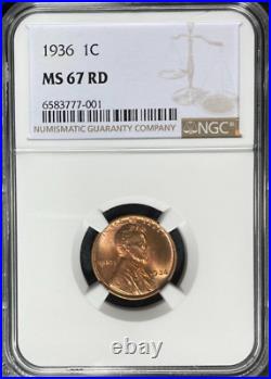 1936 Lincoln Wheat Cent Ngc Ms 67 Rd Beautiful Coin