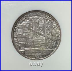 1936-s Bay Bridge Commemorative Silver Half Dollar-ngc Ms 66 Beautiful Coin011