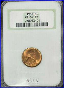 1937 Lincoln Wheat Cent Ngc Ms 67 Rd Beautiful Coin Old Holder