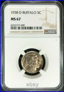 1938-d Buffalo Nickel Ngc Ms 67 Beautiful Coin Ref#77-009