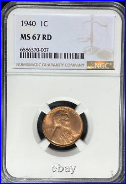 1940 Lincoln Wheat Cent Ngc Ms 67 Rd Beautiful Coin