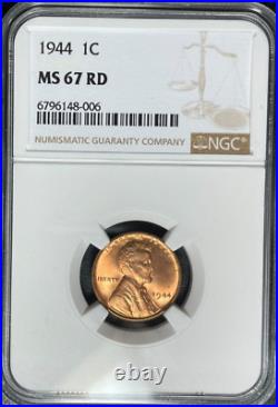 1944 Lincoln Wheat Cent Ngc Ms 67 Rd Beautiful Coin