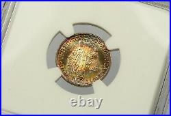 1944-s Ngc Ms-68+ Fb Mercury Dime! Beautiful Rainbow Colors! Finest Coin Pop 1