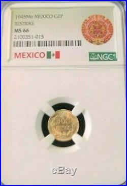 1945 Mexico Gold 2 Pesos Restrike Ngc Ms 66 High Grade Beautiful Luster Gem Bu
