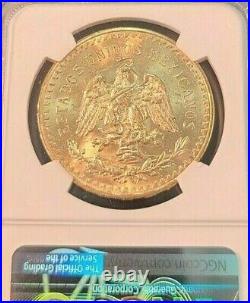 1945 Mexico Gold 50 Pesos G50p Ngc Ms 64 Beautiful Bu Dazzling Luster Scarce