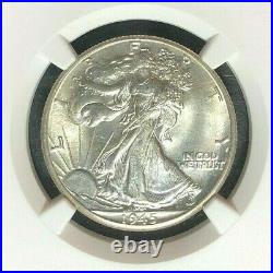 1945-d Walking Liberty Silver Half Dollarngc Ms 66 Beautiful Coin Ref#013
