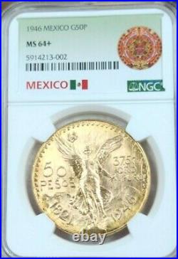 1946 Mexico Gold 50 Pesos G50p Ngc Ms 64+ High Grade Beautiful Non Restrike Date