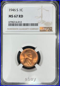 1946-s Lincoln Wheat Cent Ngc Ms 67 Rd Beautiful Coinref#14-012