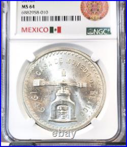 1949 Mexico Silver 1 Onza Casa De Moneda Ngc Ms 64 Key Date Beautiful Bu Coin