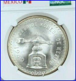 1949 Mexico Silver 1 Onza Ngc Ms 64 Key Coin Bu Beautiful Lustrous Stunner