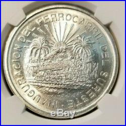 1950 Mexico Silver 5 Pesos S5p Southern Railroad Ngc Ms 65 Key Coin Beautiful