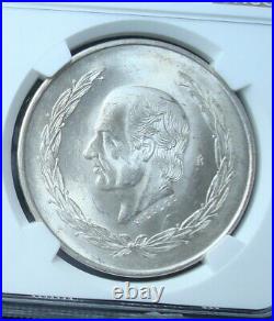 1954 Mexico $5 pesos silver Beautiful coin Uncirculated NGC 62