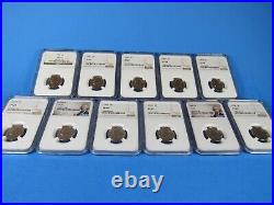 1954 to 1964 P, 11-Coin Set, Jefferson Nickels NGC Pf 69 Beautiful Set