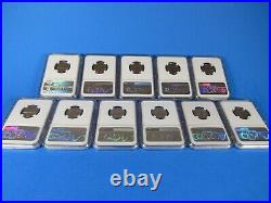 1954 to 1964 P, 11-Coin Set, Jefferson Nickels NGC Pf 69 Beautiful Set