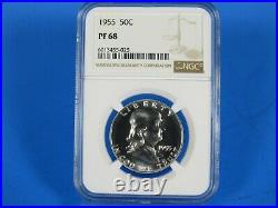 1955 P to 1963 P, 9-Coin Set, Franklin Half Dollar, NGC Pf 68 Beautiful Set
