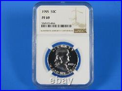 1955 to 1963 P, 9-Coin Set Franklin Half Dollars NGC Pf 69 Beautiful Set #A
