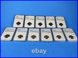 1955 to 1964 P, 10-Coin Set Lincoln Cents NGC Pf 68 Beautiful Set