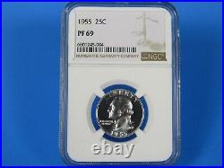 1955 to 1964 P, 10-Coin Set, Washington Quarters NGC Pf 69 Beautiful Set #3