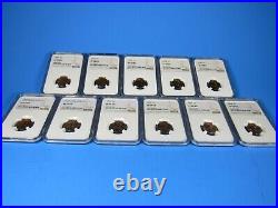 1955 to 1964 P, 11-Coin Set Lincoln Cents NGC Pf 69 Beautiful Set