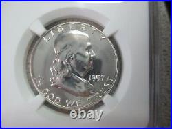1957 Proof Franklin Half Dollar Ngc Pf 68 Beautiful Silver Coin 50c