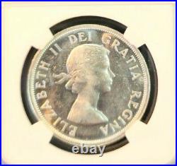 1958 Canada Silver 1 Dollar Totem Pole Elizabeth II Ngc Ms 64 Beautiful Bu Coin