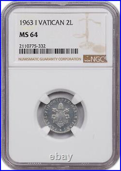 1963 I Vatican 2l Ngc Ms64 Only 7 Finer Very Beautiful Choice Coin