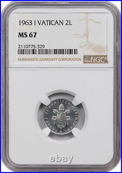 1963 I Vatican 2l Ngc Ms67 Finest Known Very Beautiful Coin Fine Luster