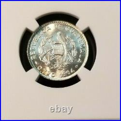 1964 Guatemala Silver 10 Centavos Monolith Ngc Ms 68 Top Pop Beautiful Coin