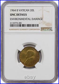 1964 II Vatican 20l Ngc Unc Details Environmental Damage Beautiful Coin