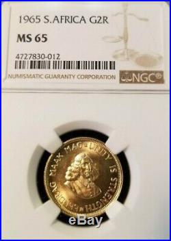 1965 South Africa Gold 2 Rand G2r Ngc Ms 65 Beautiful Bright Luster