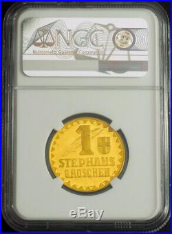 1977, Austria. Vienna. Beautiful Proof Gold 1 Stephans Groschen Coin. NGC PF-63
