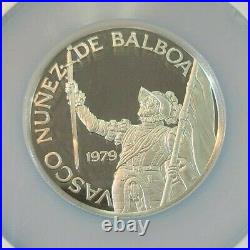 1979 Panama Silver 20 Balboas Vasco Nunez Ngc Pf 66 Ultra Cameo Beautiful Coin