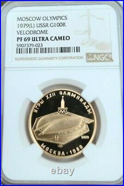 1979 Ussr Gold 100 Roubles G100r Velodrome Ngc Pf 69 Ultra Cameo Beautiful Coin