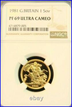 1981 Great Britain Gold 1 Sovereign Ngc Pf 69 Ultra Cameo High Grade Beautiful