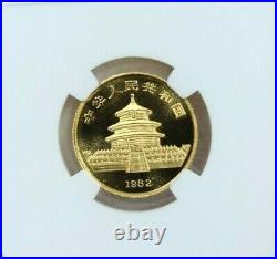 1982 China Gold 1/4 Oz Panda Short Leaf Ngc Ms 69 Scarce Beautiful Top Pop