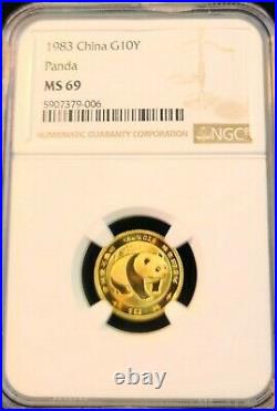 1983 China Gold 10 Yuan G10y Panda Ngc Ms 69 Very High Grade Scarce Beauty
