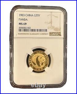 1983 China Gold 25 Yuan G25y Panda Ngc Ms 69 High Grade Beautiful Coin