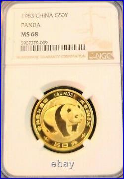 1983 China Gold 50 Yuan G50y Panda Ngc Ms 68 High Grade Beautiful Coin