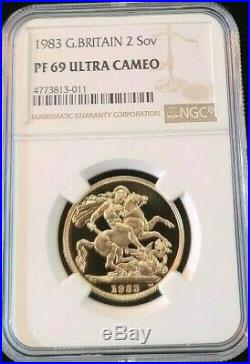1983 Great Britain Gold 2 Sovereign Ngc Pf 69 Ultra Cameo High Grade Beautiful