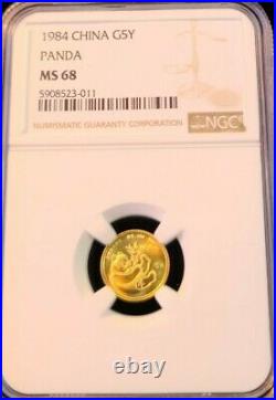 1984 China Gold 5 Yuan G5y Panda Ngc Ms 68 High Grade Bright Beautiful Coin